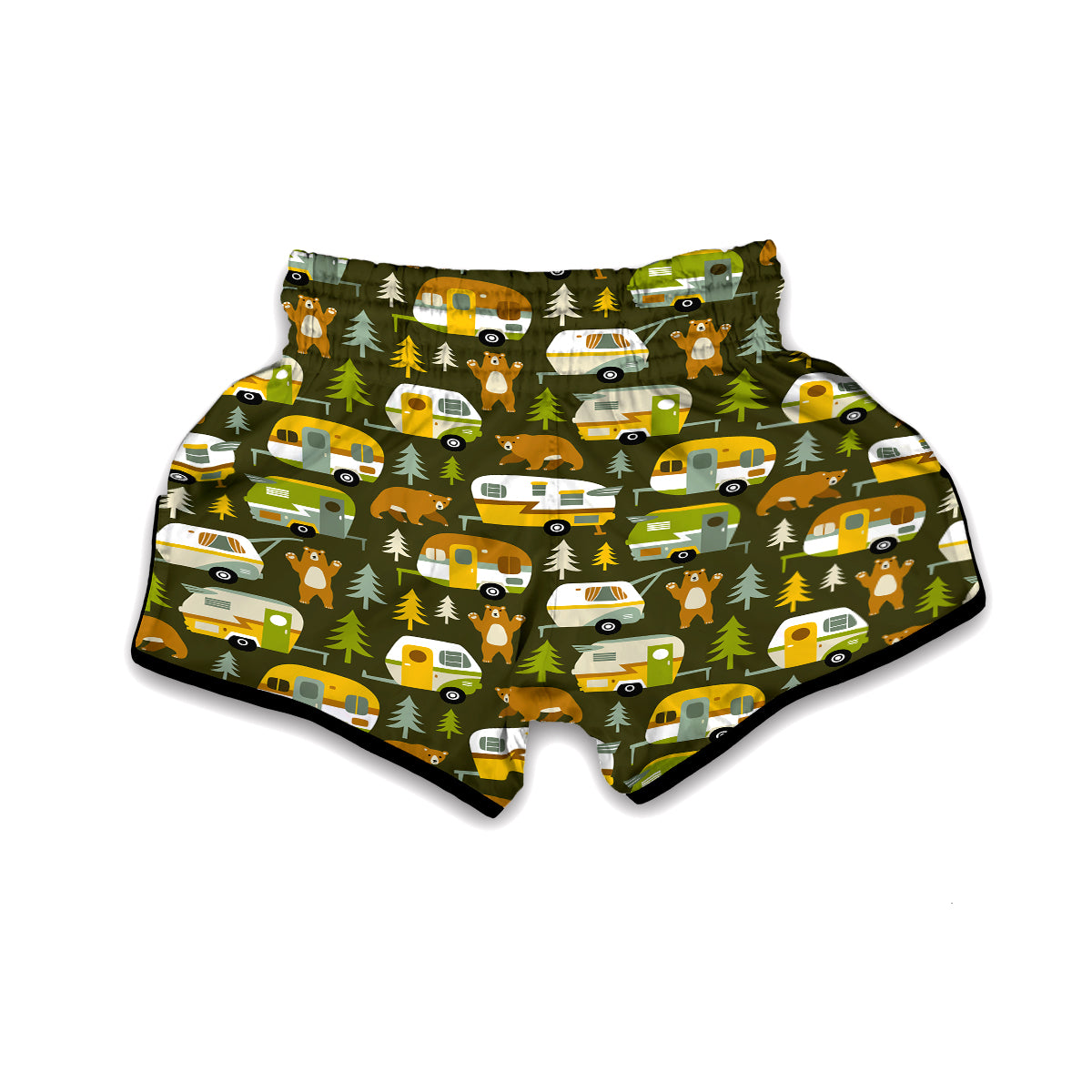 Camper Van Print Pattern Muay Thai Boxing Shorts-grizzshop