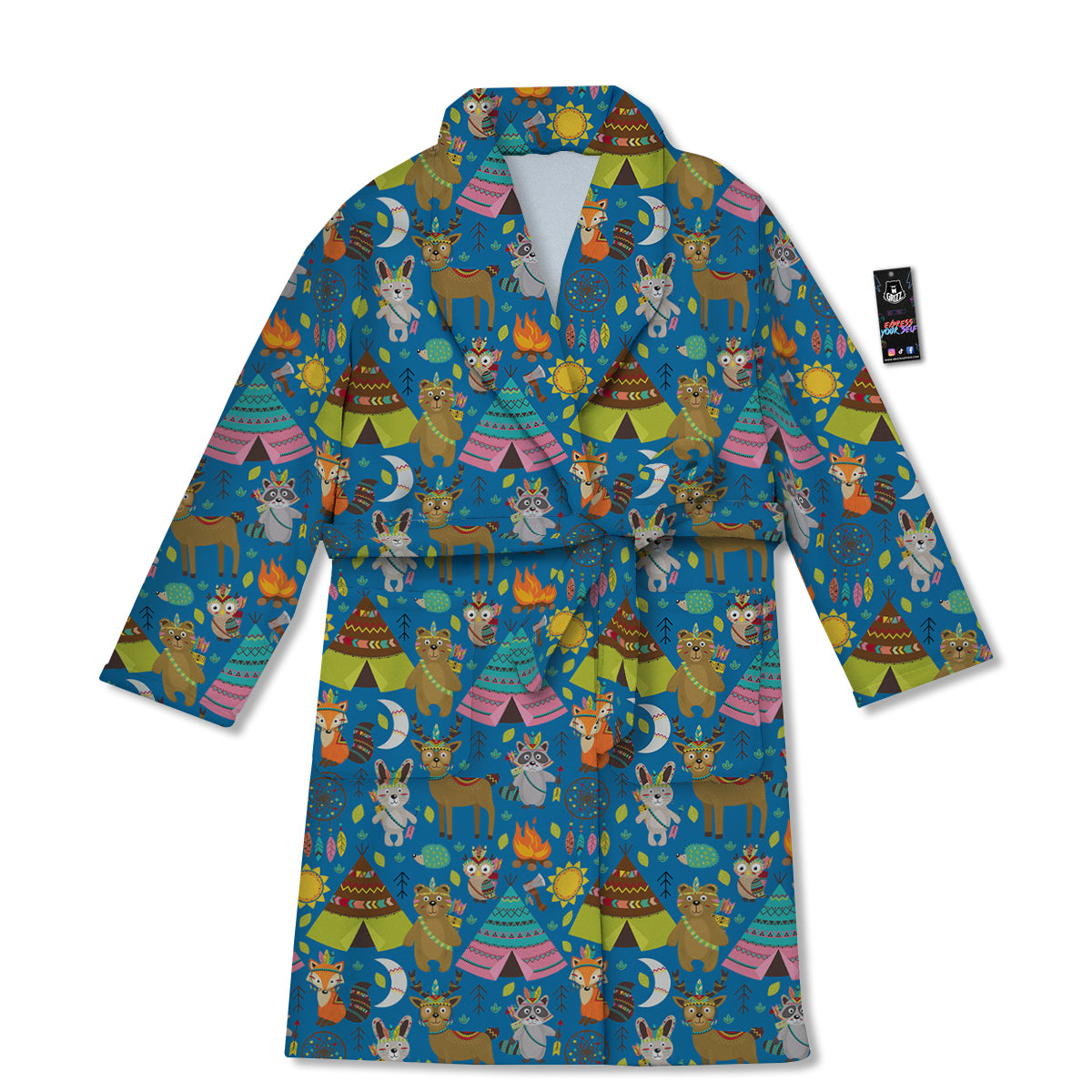 Camping Animal Print Pattern Bathrobe-grizzshop
