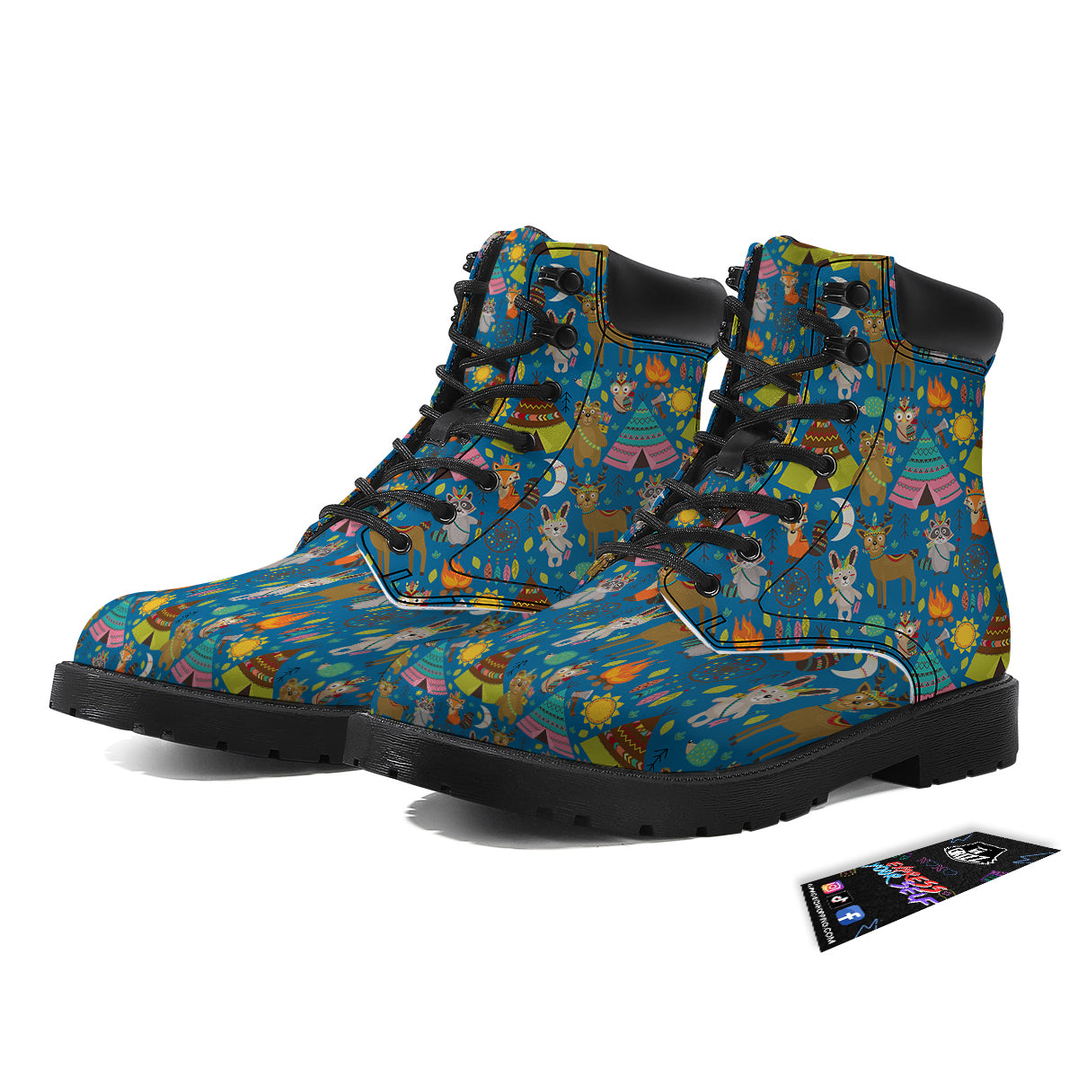 Camping Animal Print Pattern Boots-grizzshop