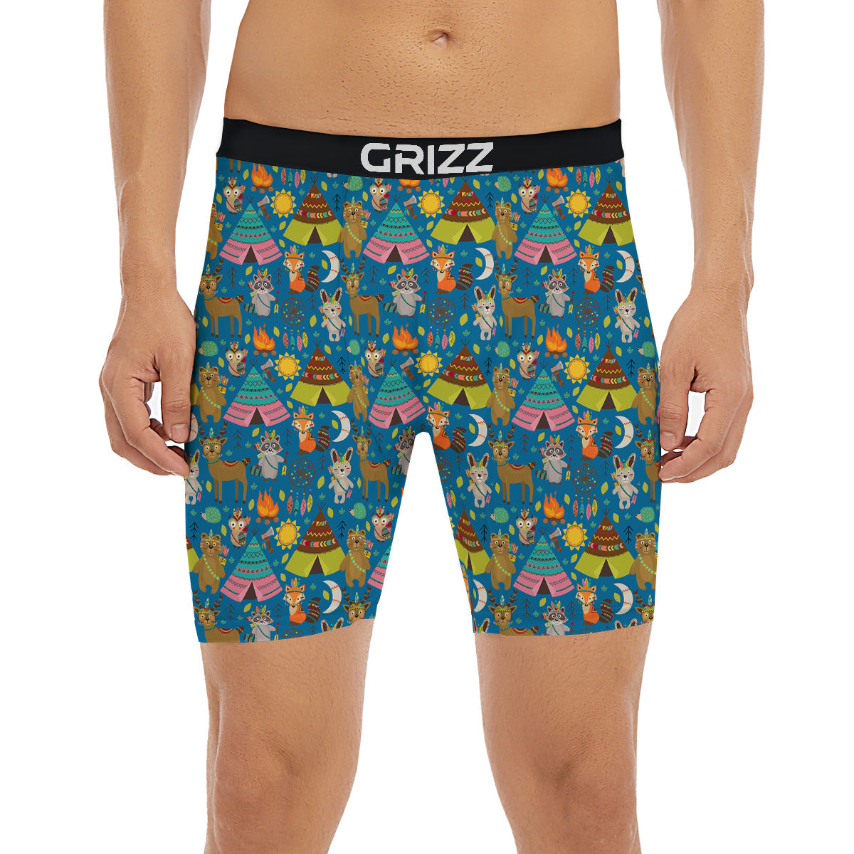 Camping Animal Print Pattern Boxer Briefs-grizzshop