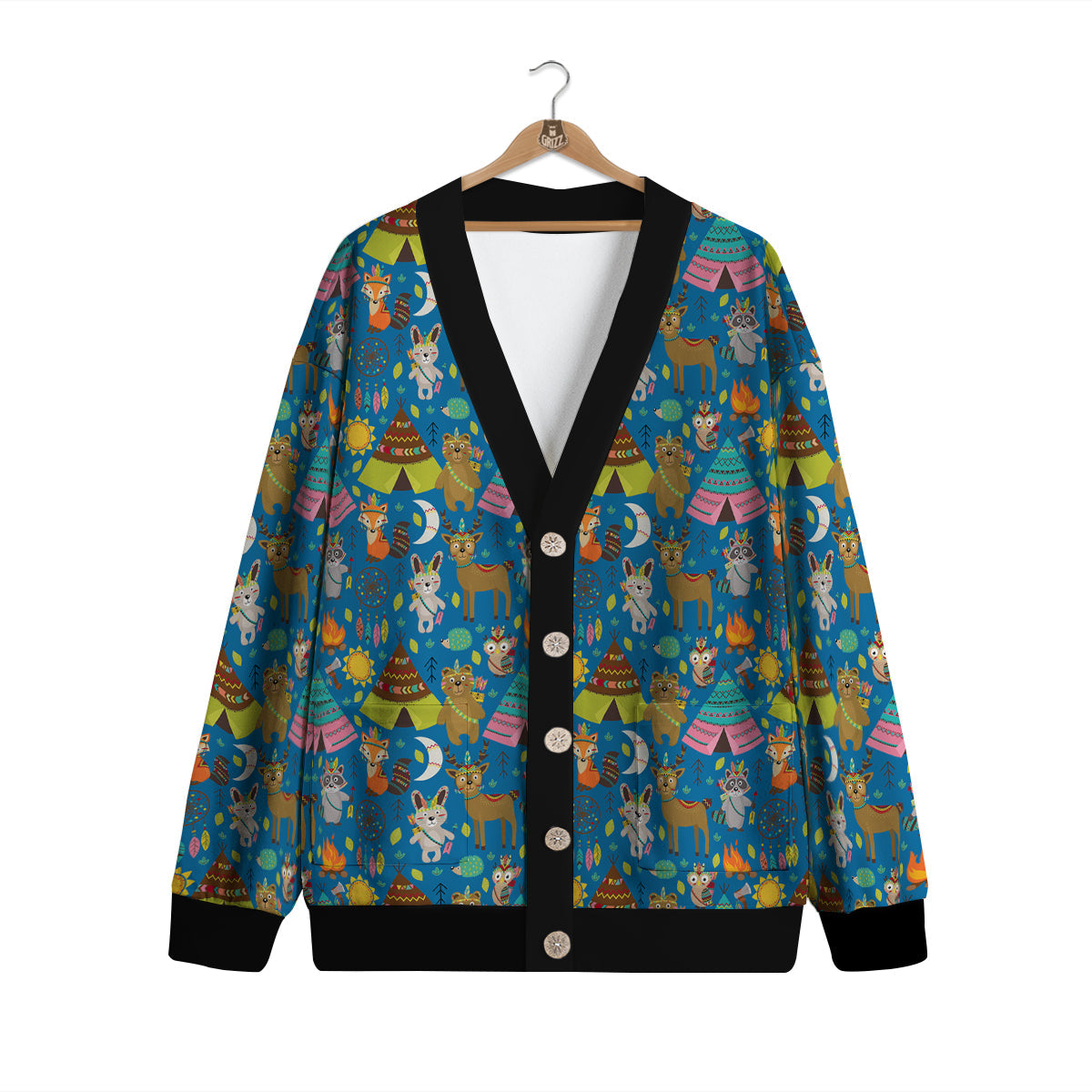 Camping Animal Print Pattern Cardigan-grizzshop