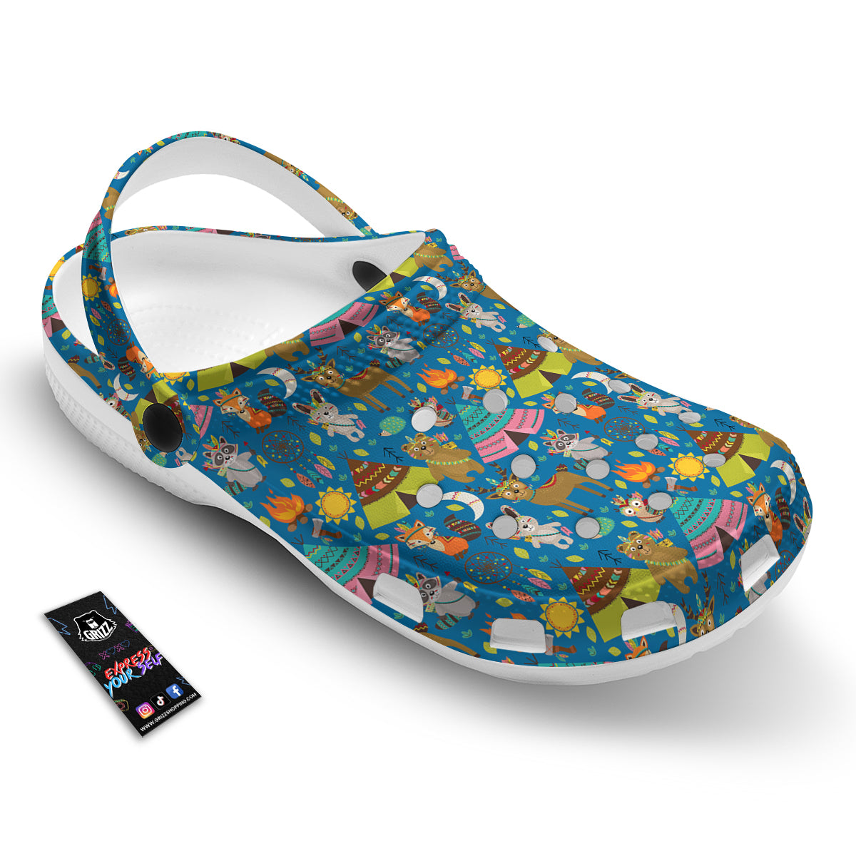 Camping Animal Print Pattern Clog-grizzshop