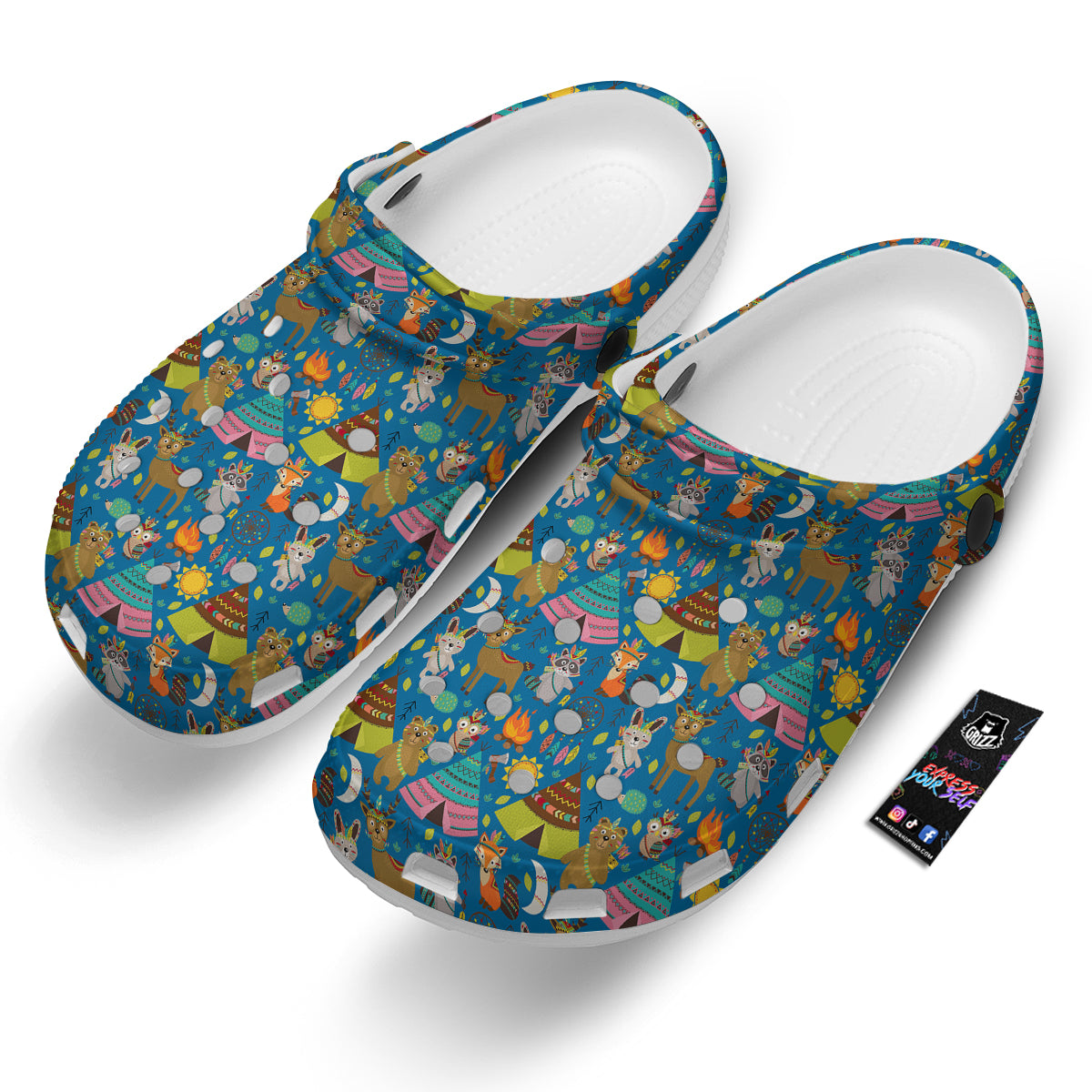 Camping Animal Print Pattern Clog-grizzshop