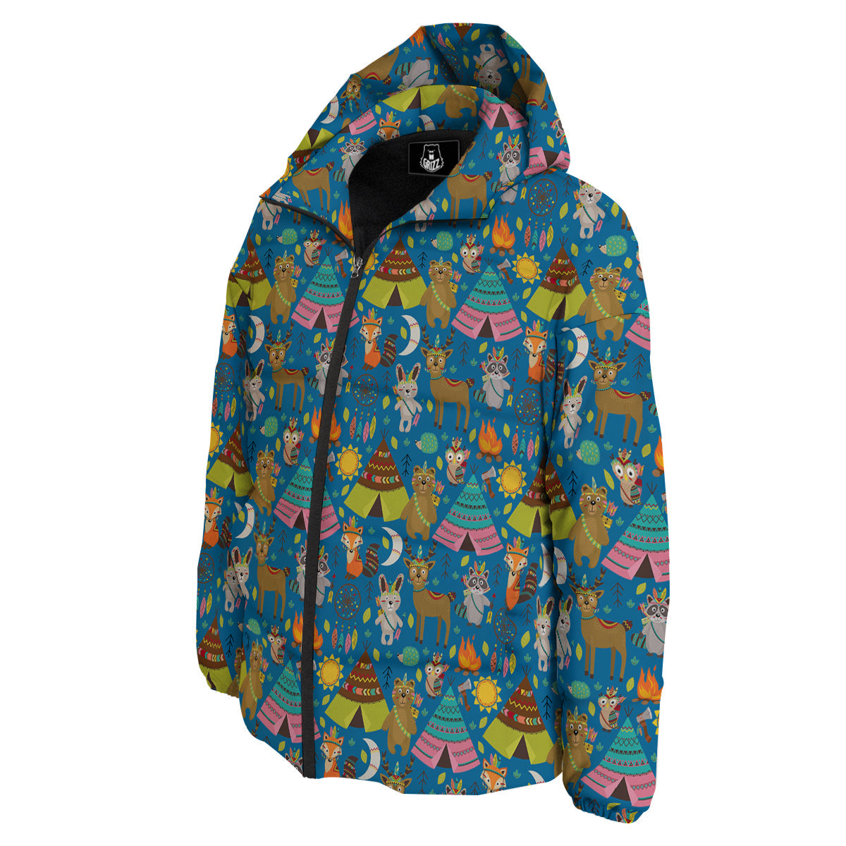 Camping Animal Print Pattern Down Jacket-grizzshop