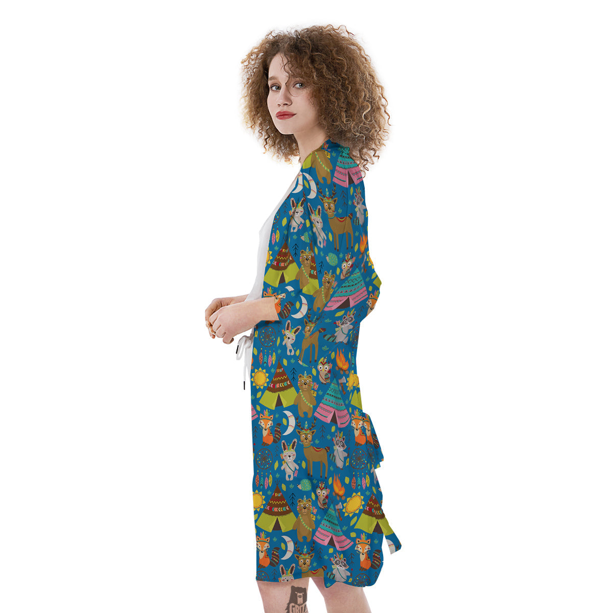 Camping Animal Print Pattern Kimono-grizzshop