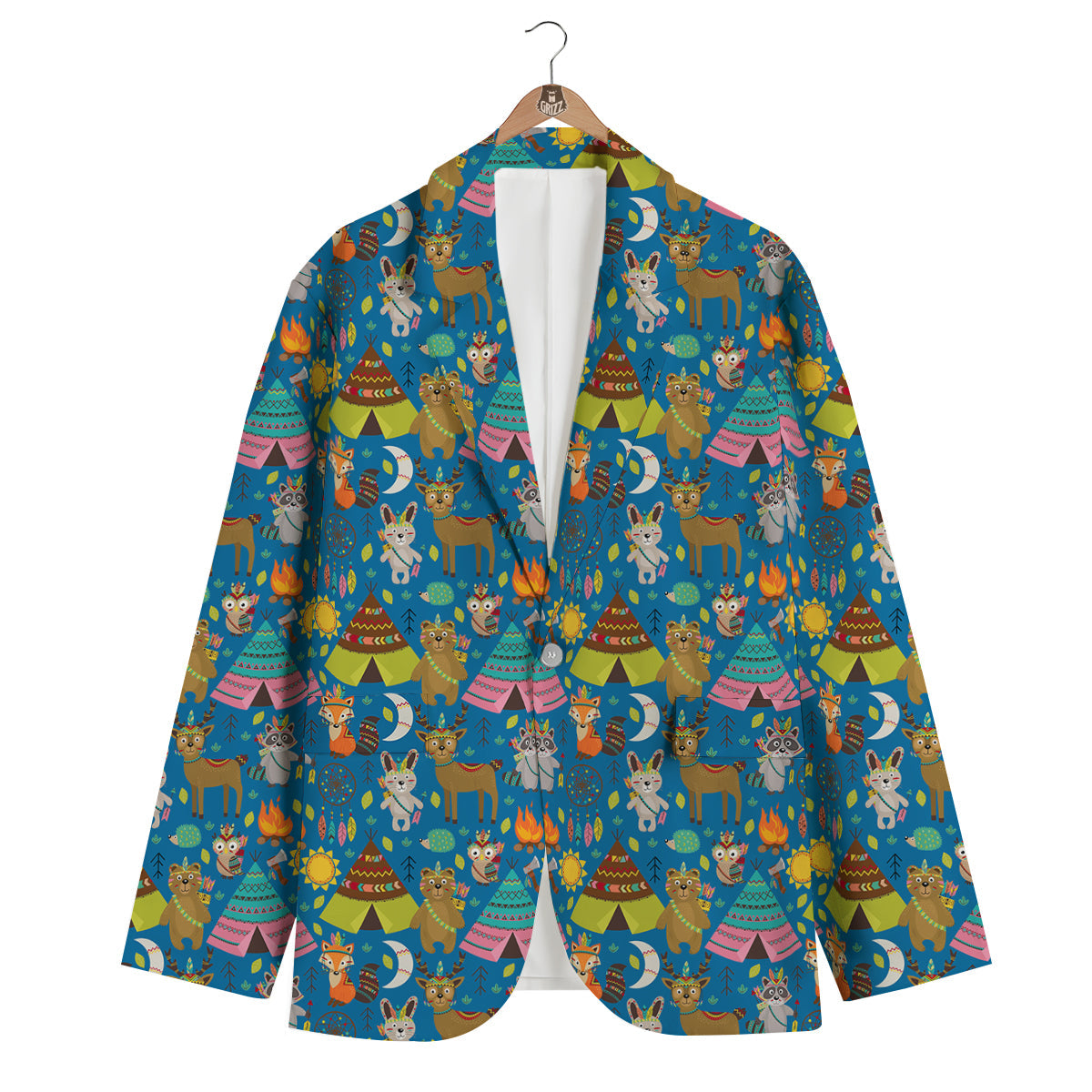 Camping Animal Print Pattern Men's Blazer-grizzshop