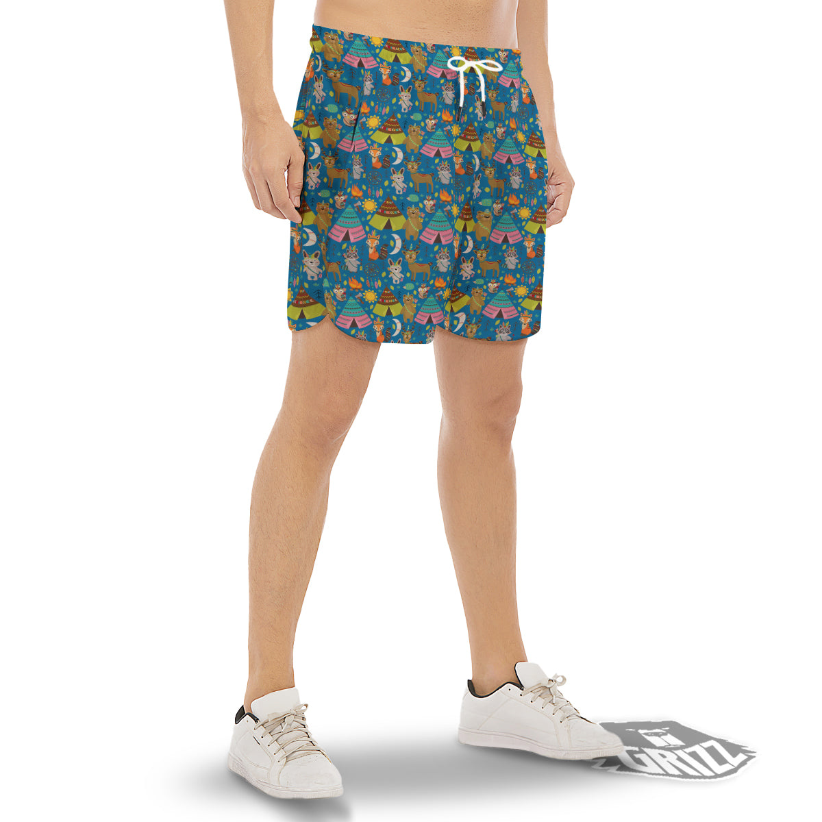 Camping Animal Print Pattern Men's Gym Shorts-grizzshop