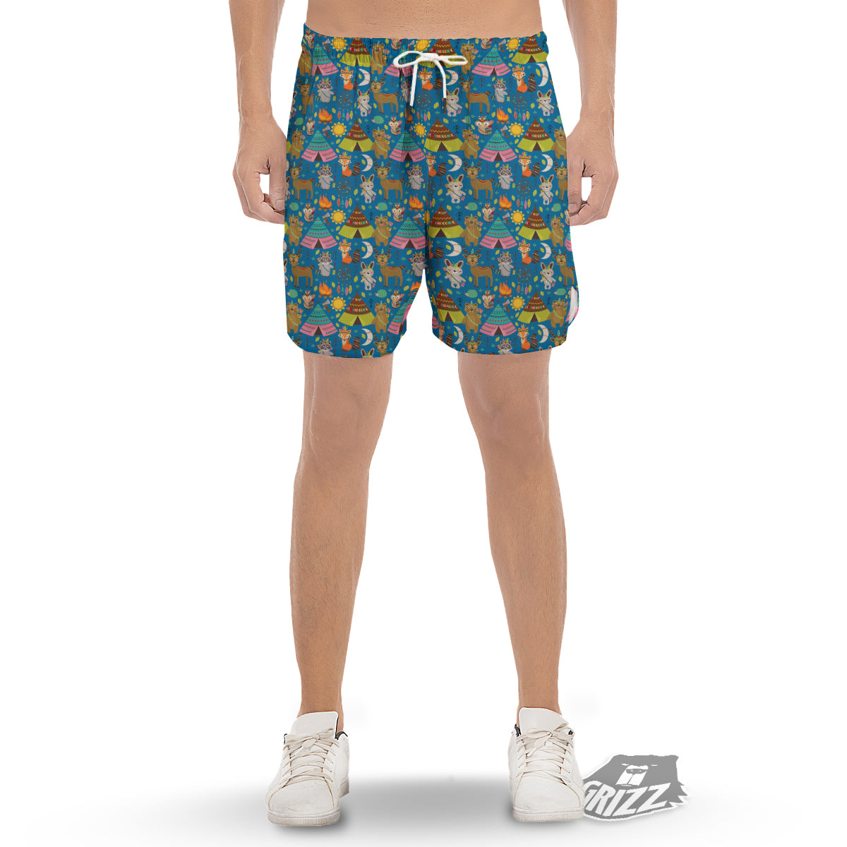 Camping Animal Print Pattern Men's Gym Shorts-grizzshop