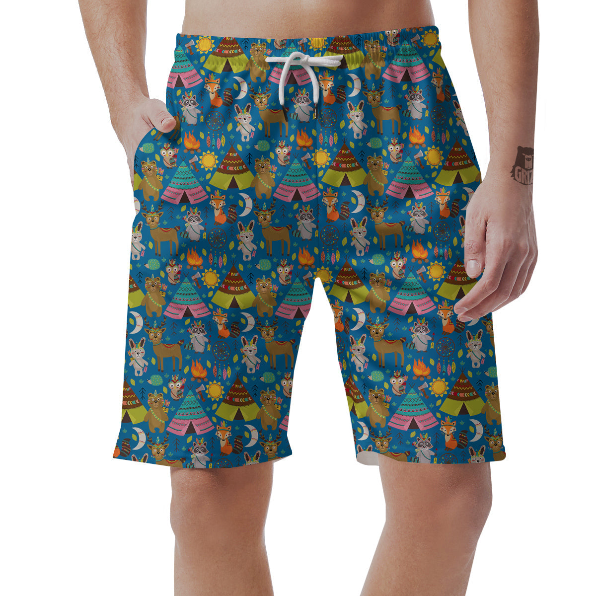 Camping Animal Print Pattern Men's Shorts-grizzshop