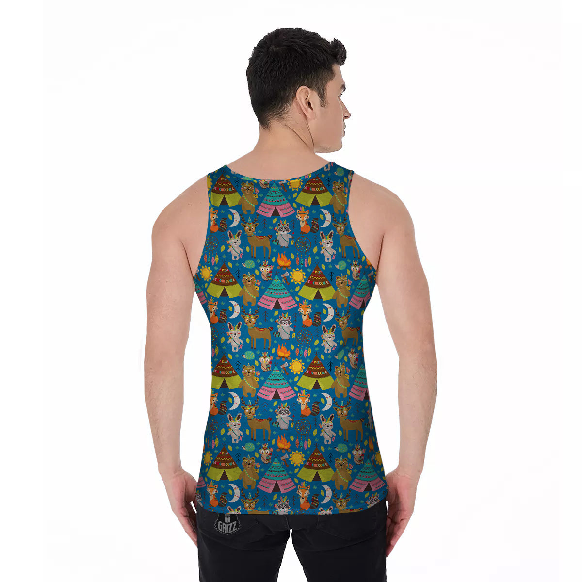 Camping Animal Print Pattern Men's Tank Top-grizzshop