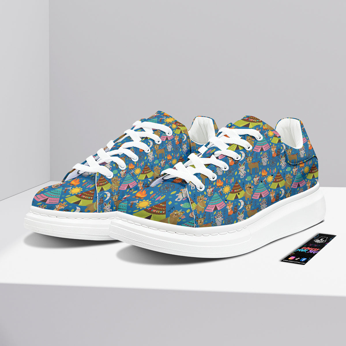 Camping Animal Print Pattern Platform Shoes-grizzshop