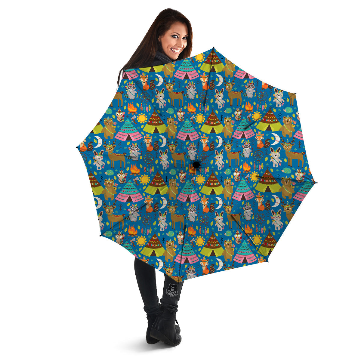 Camping Animal Print Pattern Umbrella-grizzshop