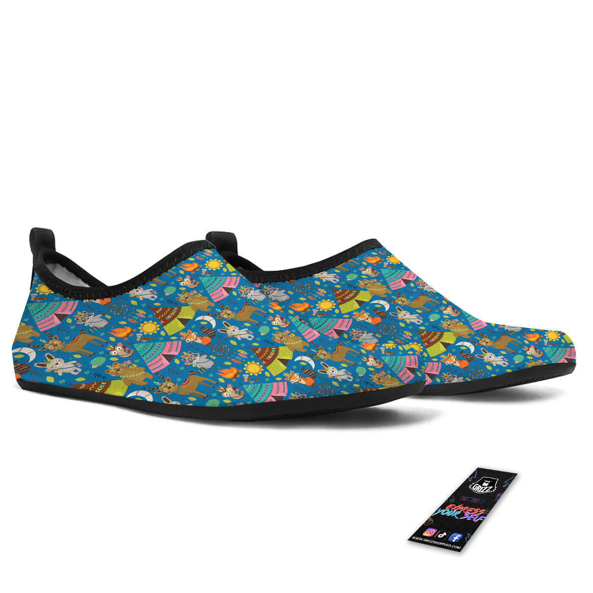 Camping Animal Print Pattern Water Shoes-grizzshop