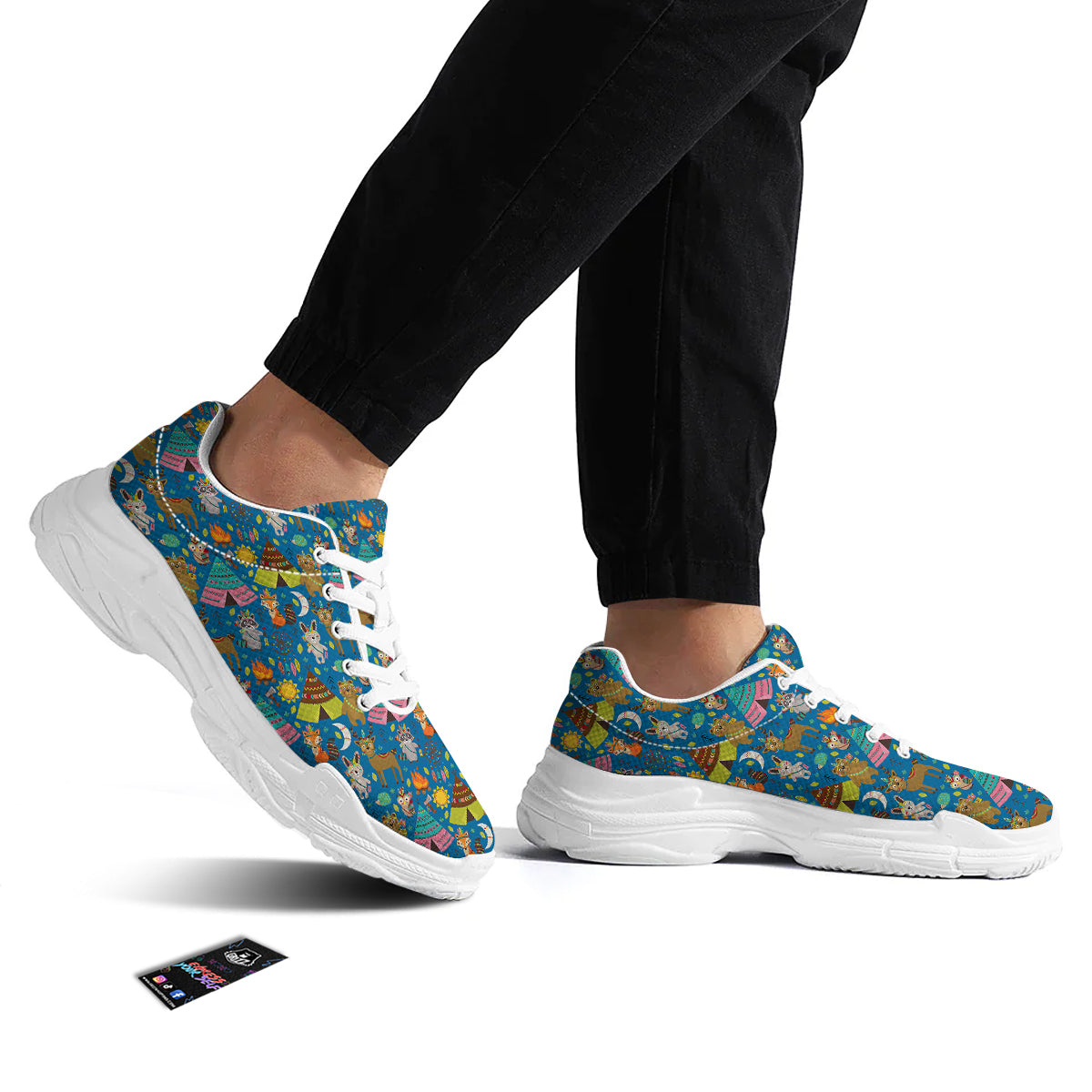 Camping Animal Print Pattern White Chunky Shoes-grizzshop
