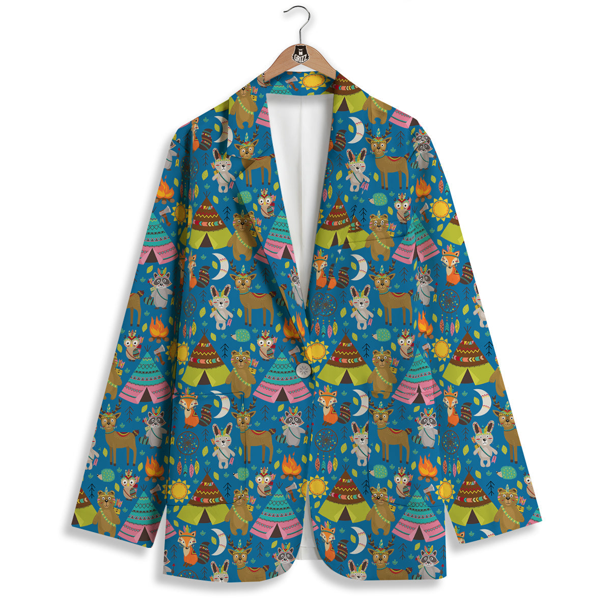 Camping Animal Print Pattern Women's Blazer-grizzshop