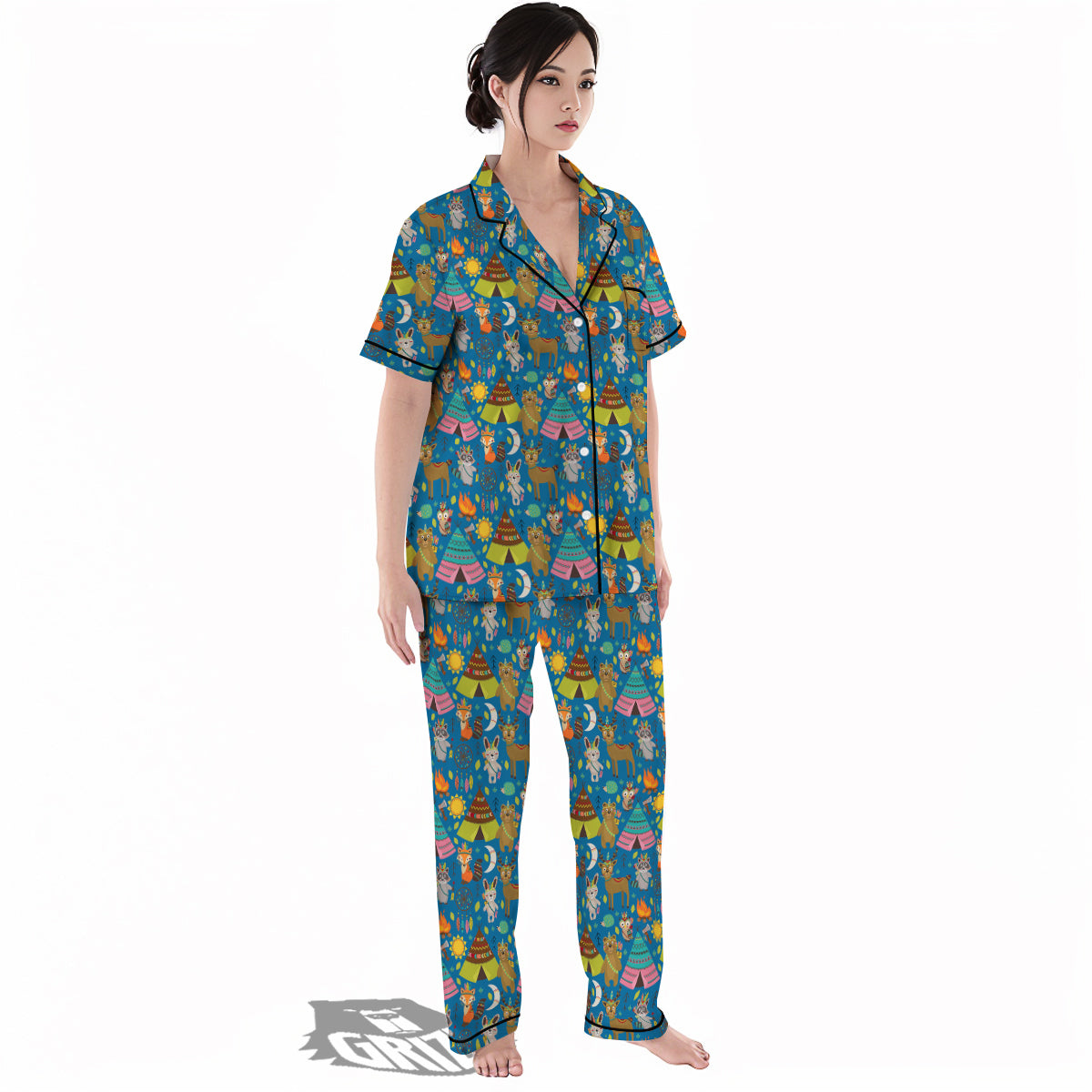 Camping Animal Print Pattern Women's Pajamas Set-grizzshop