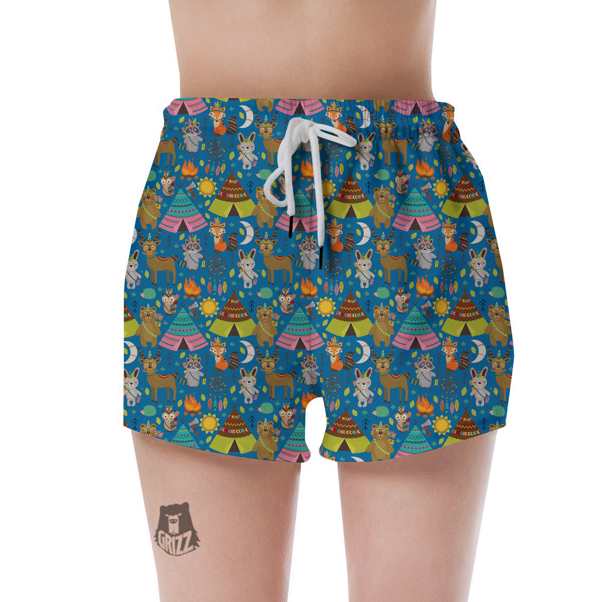 Camping Animal Print Pattern Women's Shorts-grizzshop