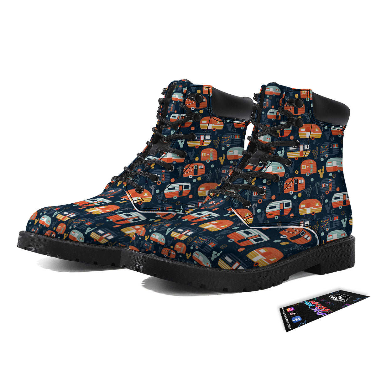 Camping Caravan Print Pattern Boots-grizzshop