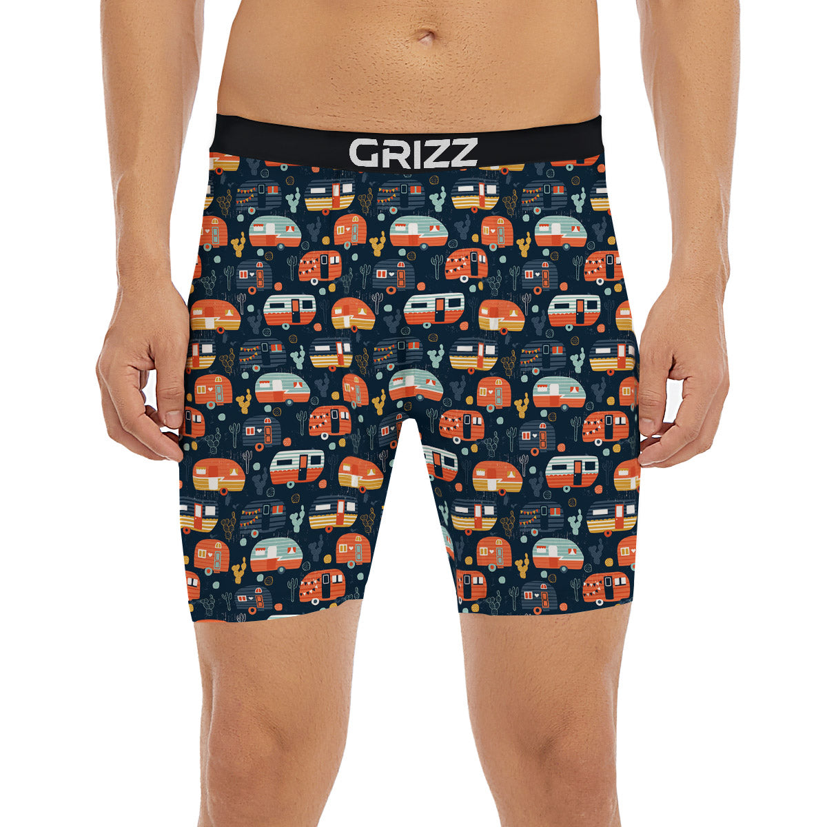 Camping Caravan Print Pattern Boxer Briefs-grizzshop