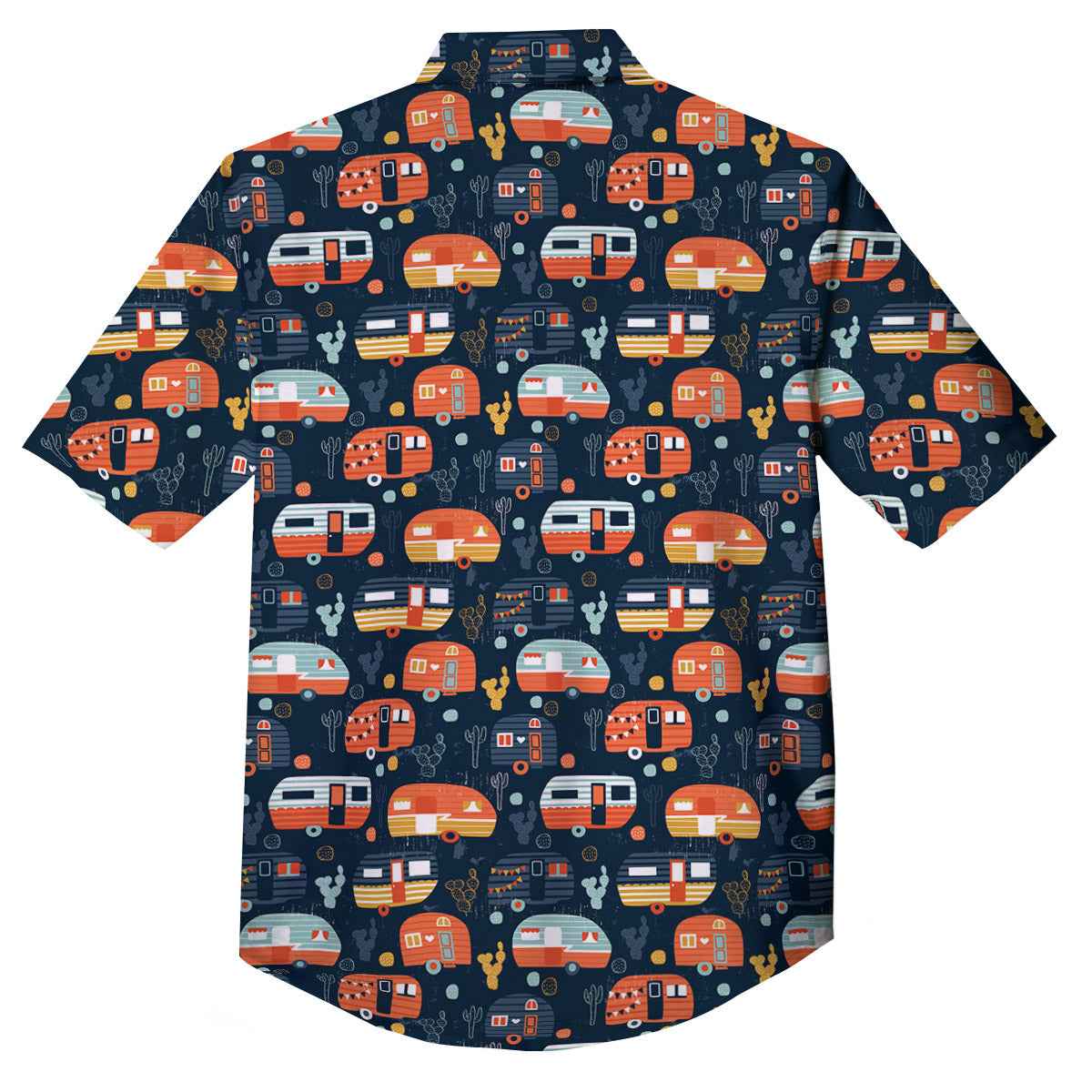 Camping Caravan Print Pattern Button Up Shirt-grizzshop