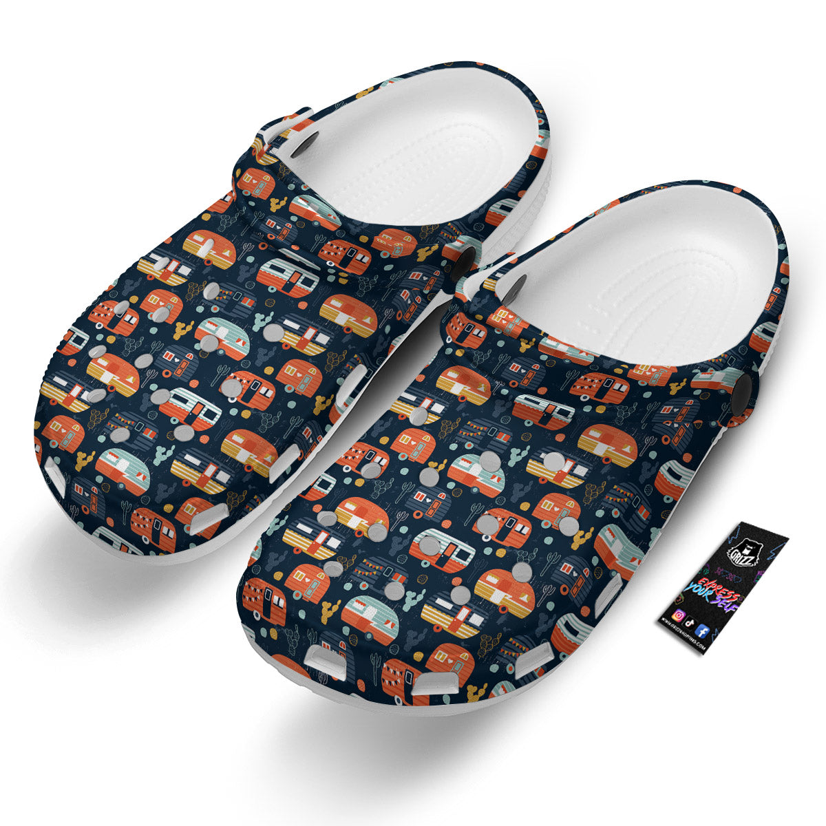 Camping Caravan Print Pattern Clog-grizzshop