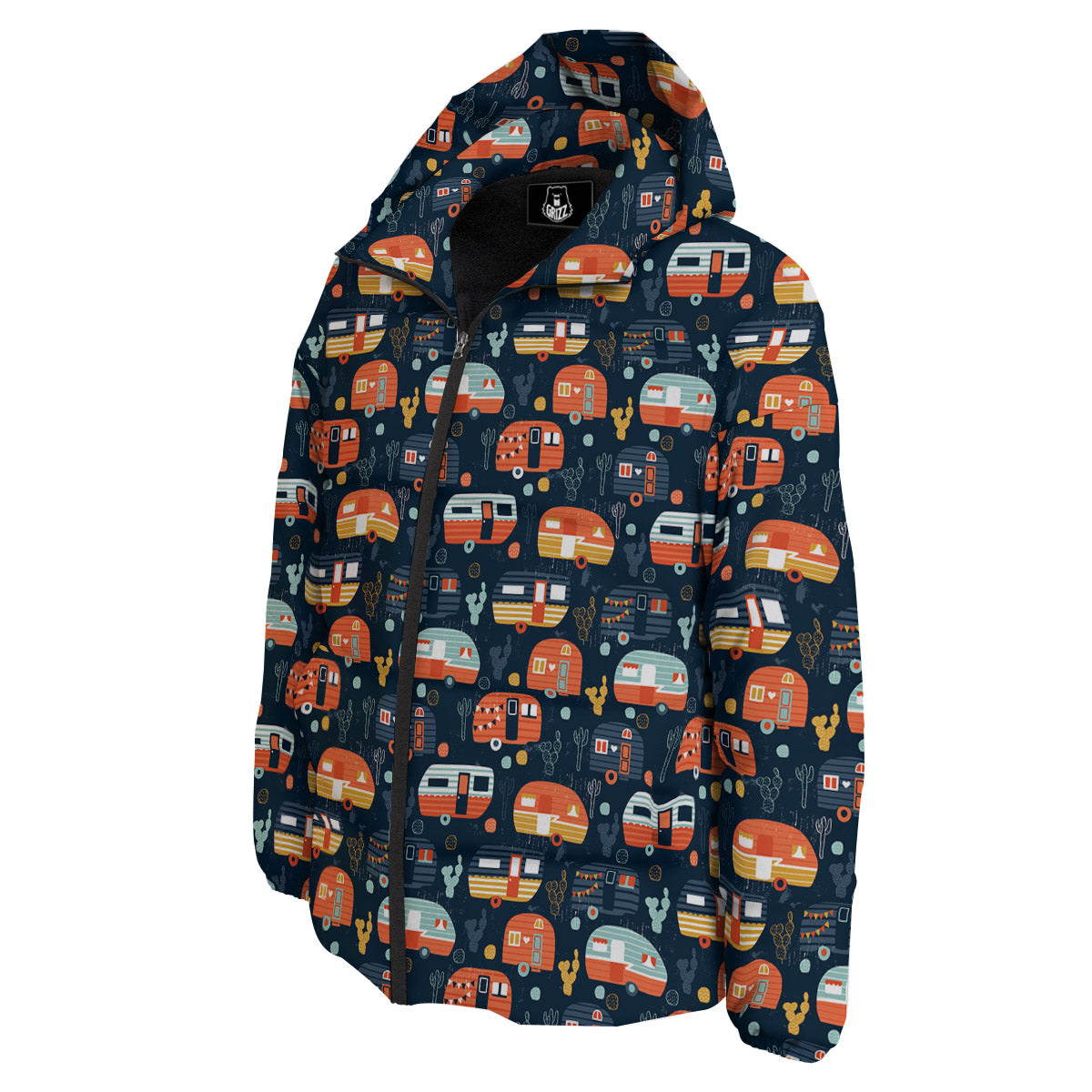 Camping Caravan Print Pattern Down Jacket-grizzshop