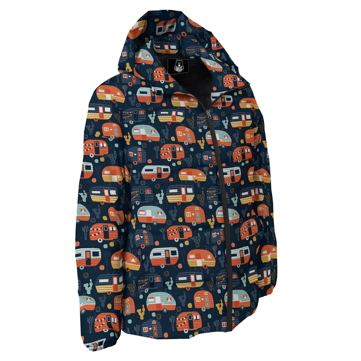 Camping Caravan Print Pattern Down Jacket-grizzshop