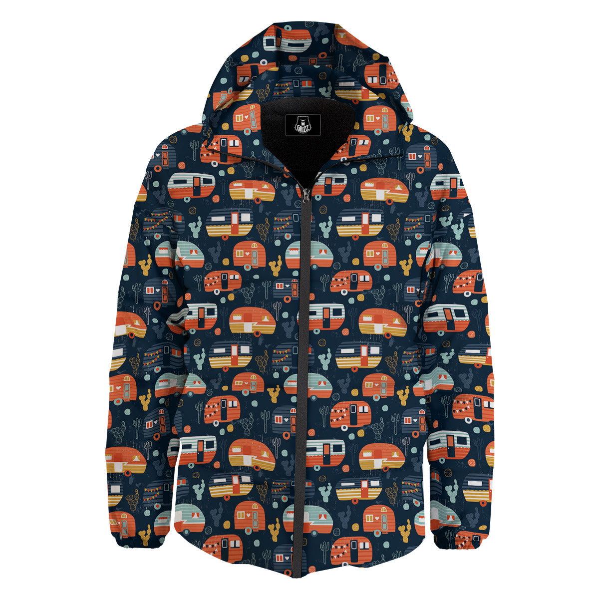 Camping Caravan Print Pattern Down Jacket-grizzshop