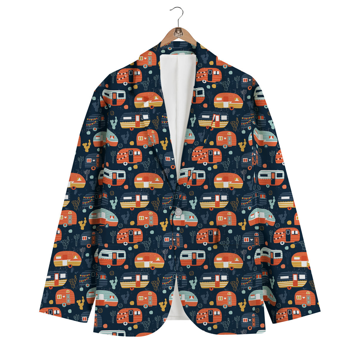 Camping Caravan Print Pattern Men's Blazer-grizzshop