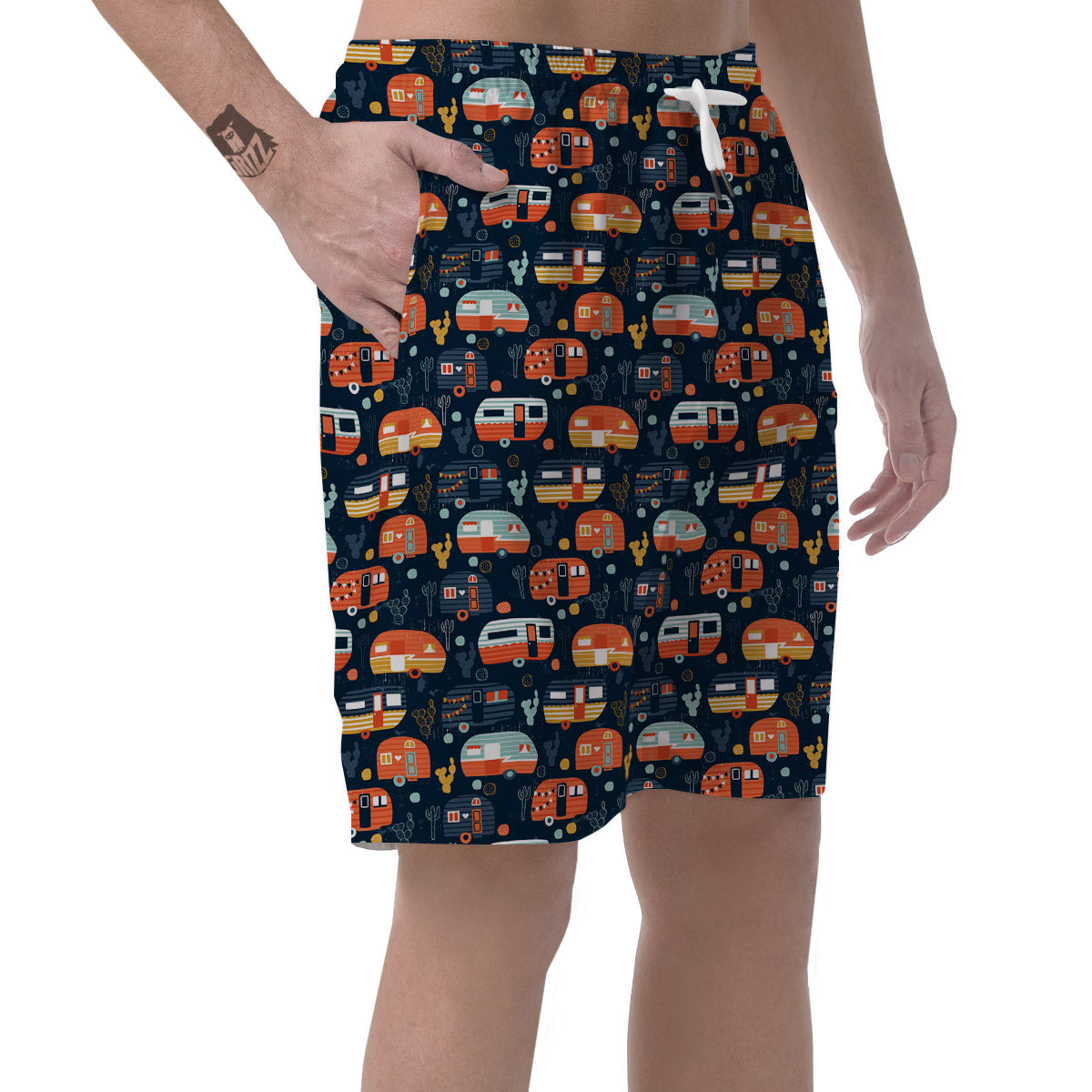 Camping Caravan Print Pattern Men's Shorts-grizzshop