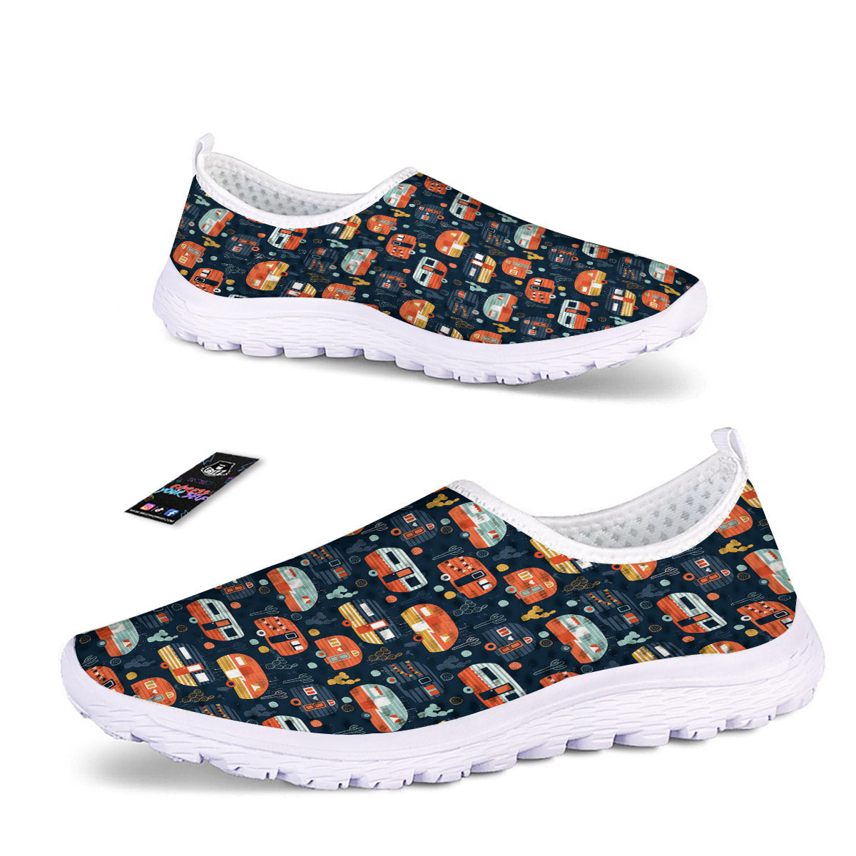 Camping Caravan Print Pattern Nurse Shoes-grizzshop