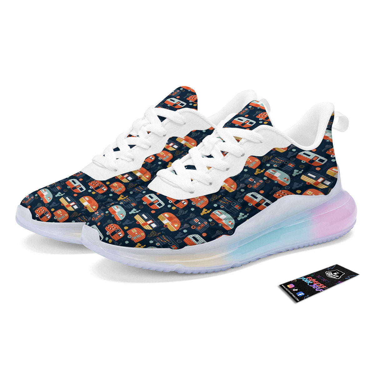 Camping Caravan Print Pattern Running Sneakers-grizzshop