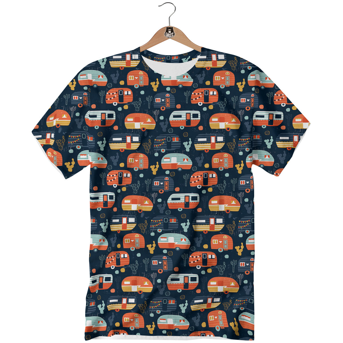 Camping Caravan Print Pattern T-Shirt-grizzshop