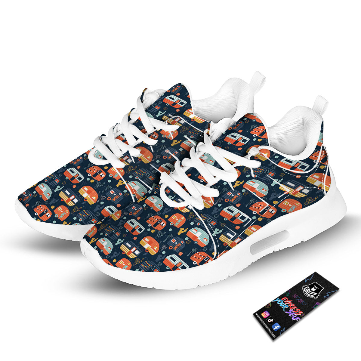 Camping Caravan Print Pattern Tennis Shoes-grizzshop