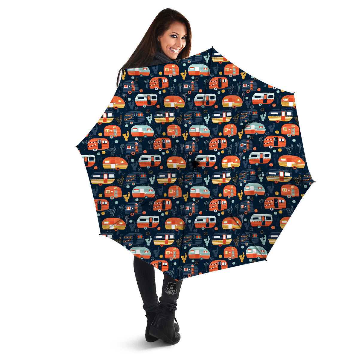 Camping Caravan Print Pattern Umbrella-grizzshop