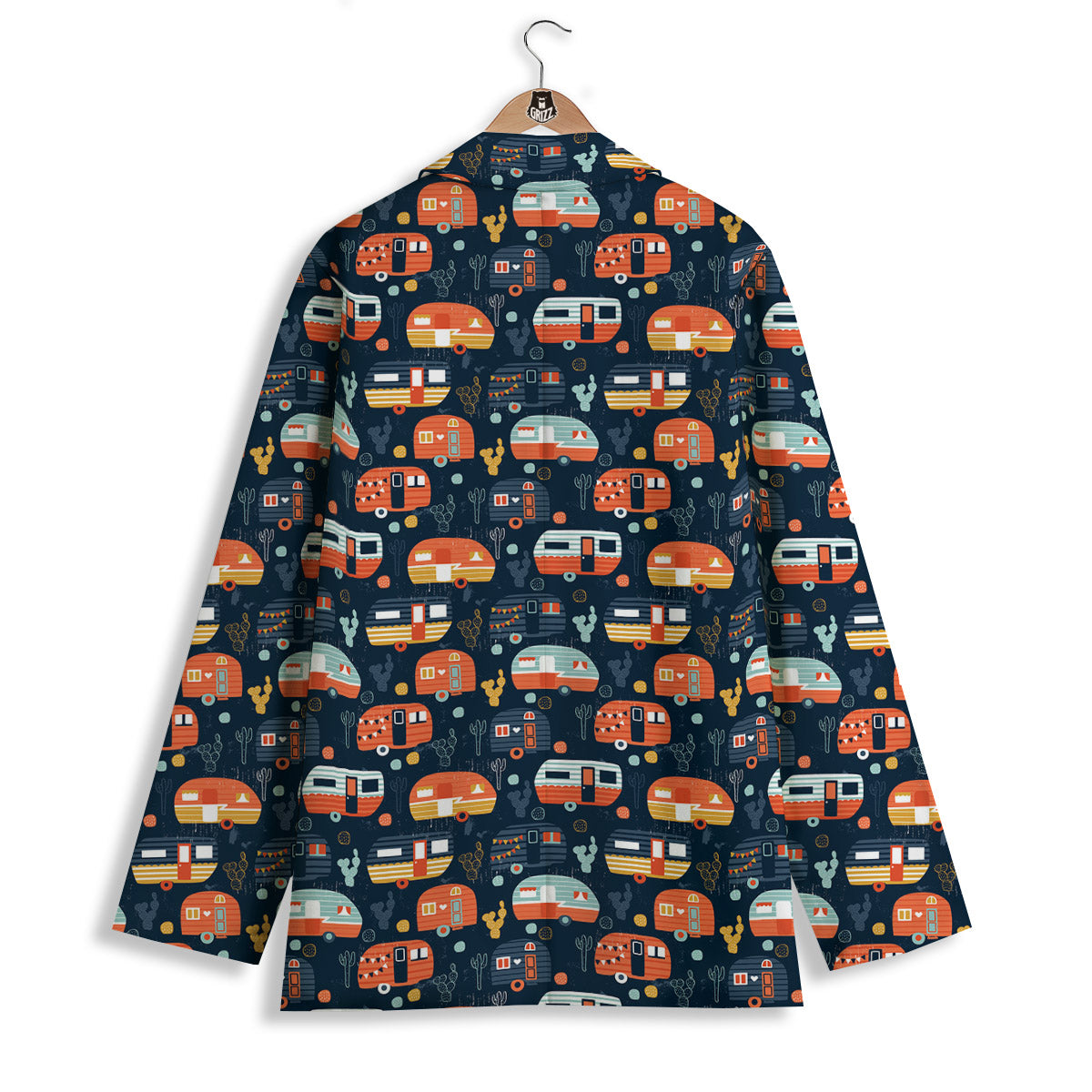 Camping Caravan Print Pattern Women's Blazer-grizzshop