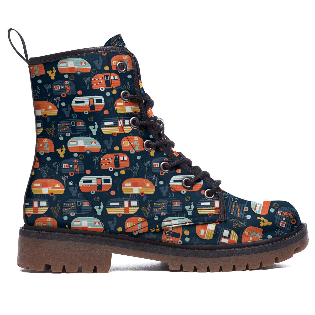 Camping Caravan Print Pattern Work Boots-grizzshop