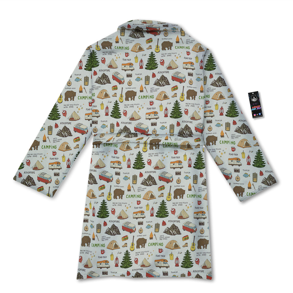 Camping Cartoon Print Pattern Bathrobe-grizzshop