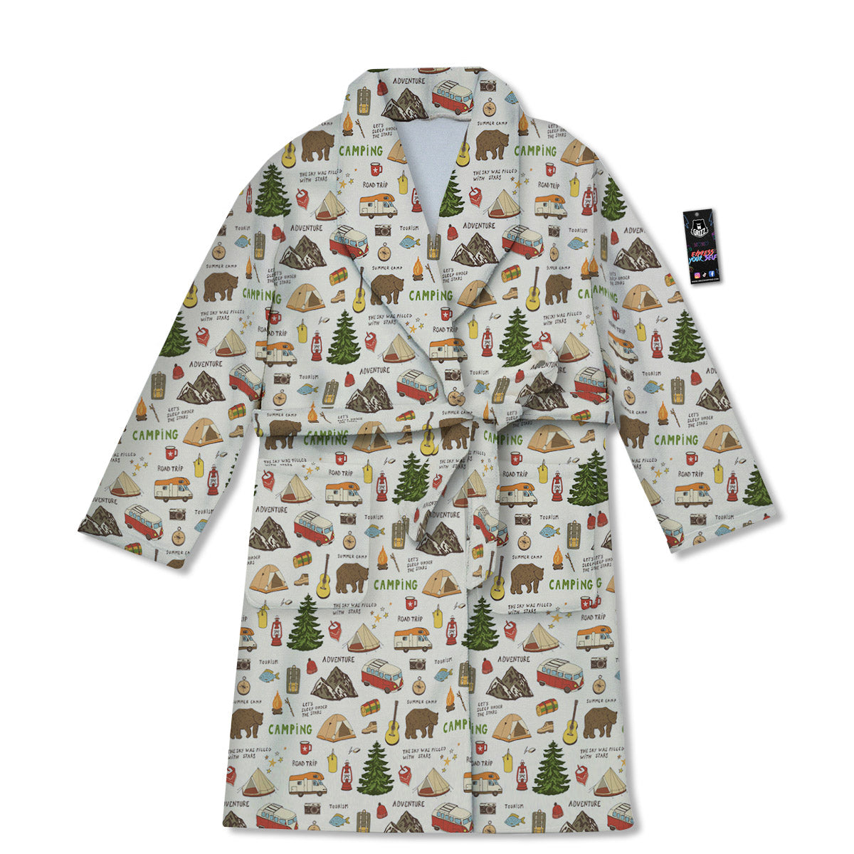 Camping Cartoon Print Pattern Bathrobe-grizzshop