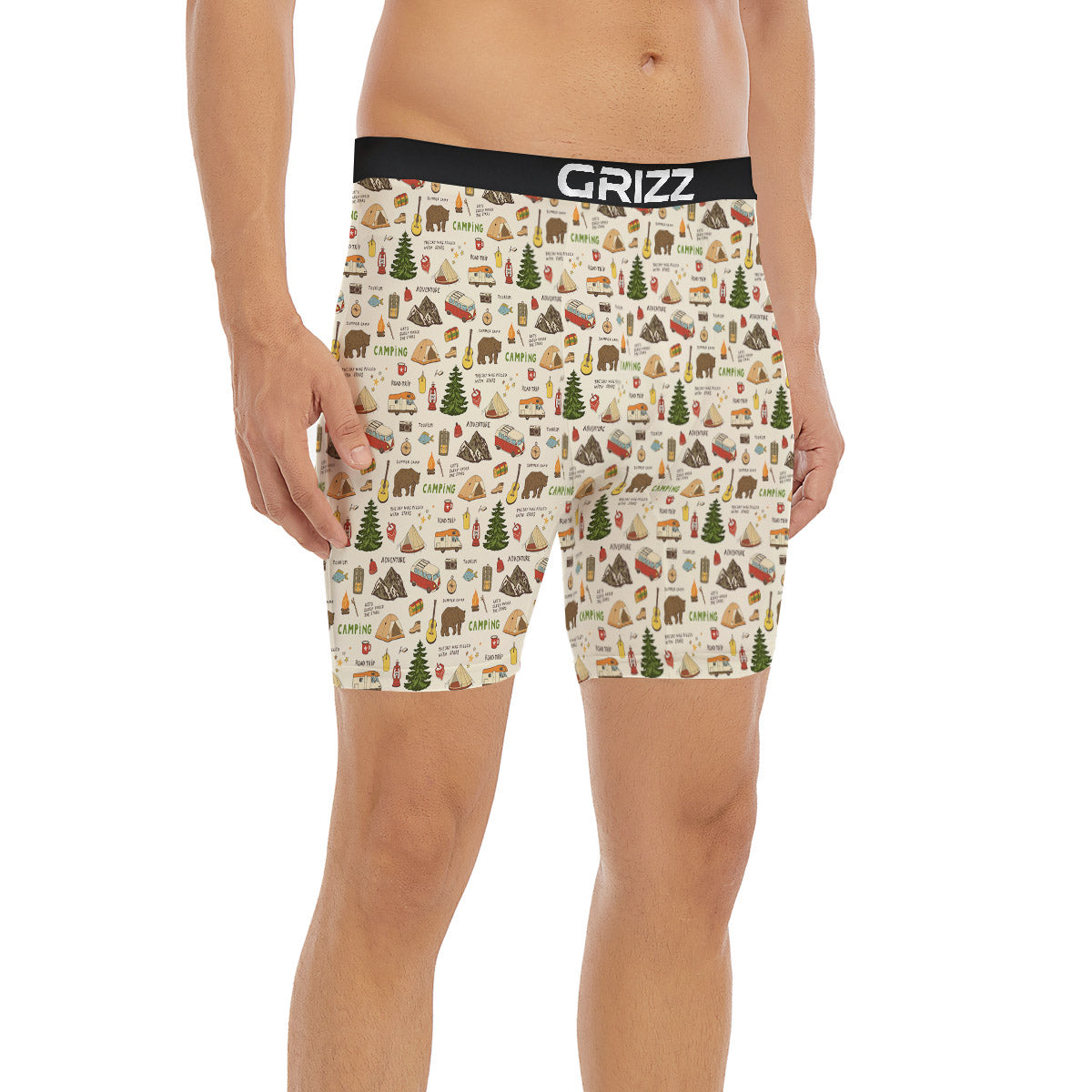Camping Cartoon Print Pattern Boxer Briefs-grizzshop
