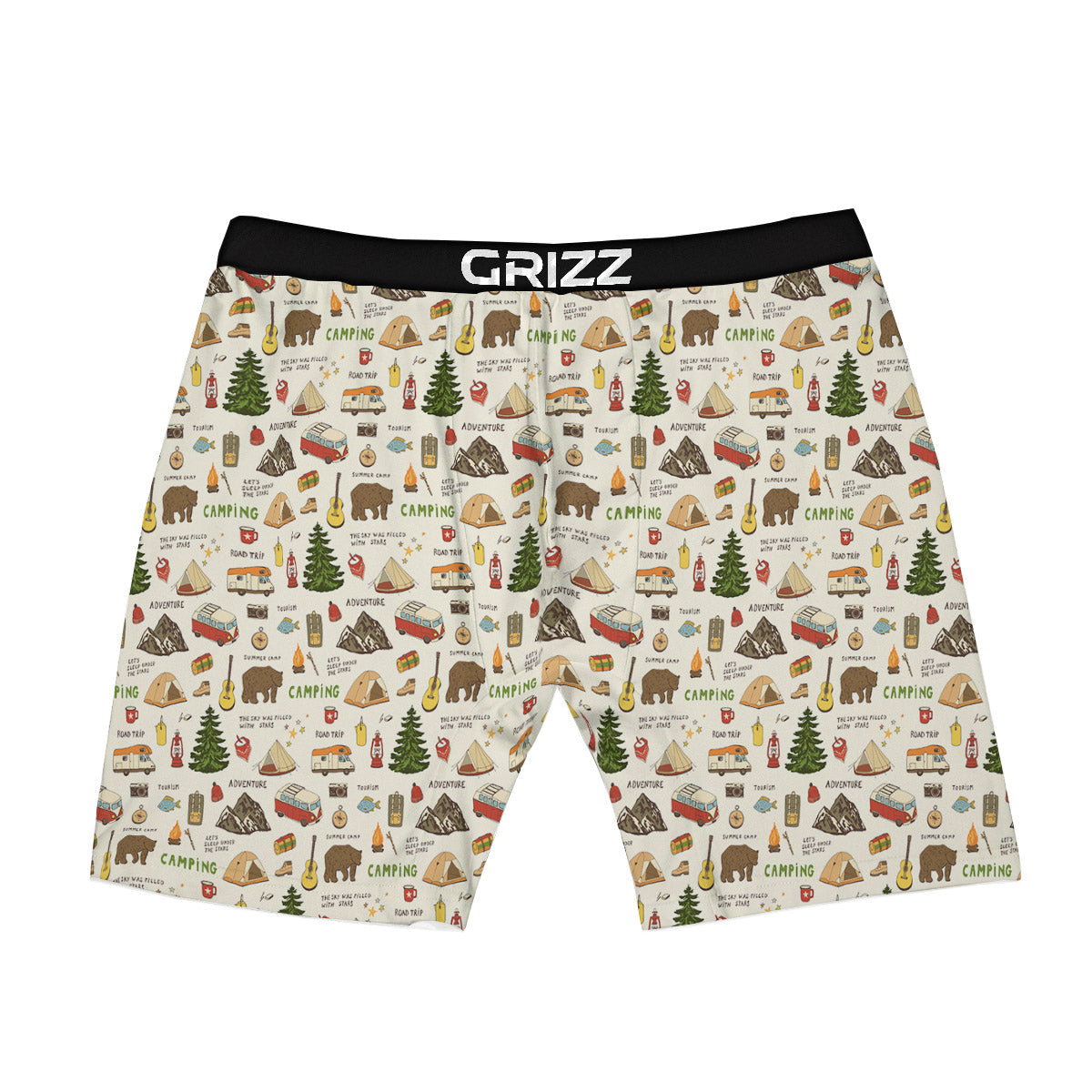 Camping Cartoon Print Pattern Boxer Briefs-grizzshop
