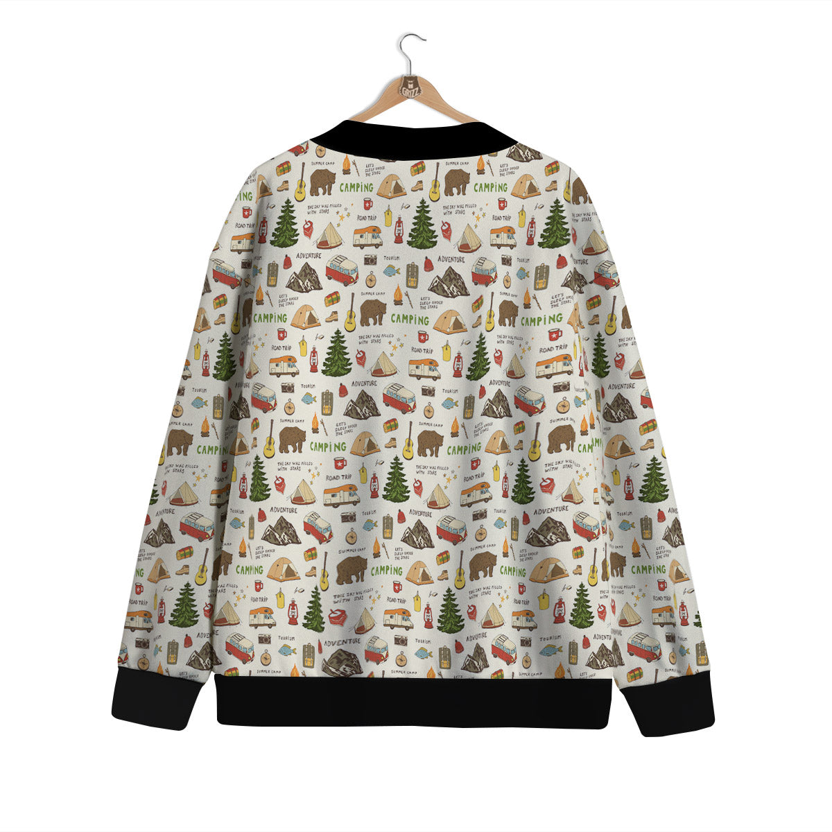 Camping Cartoon Print Pattern Cardigan-grizzshop