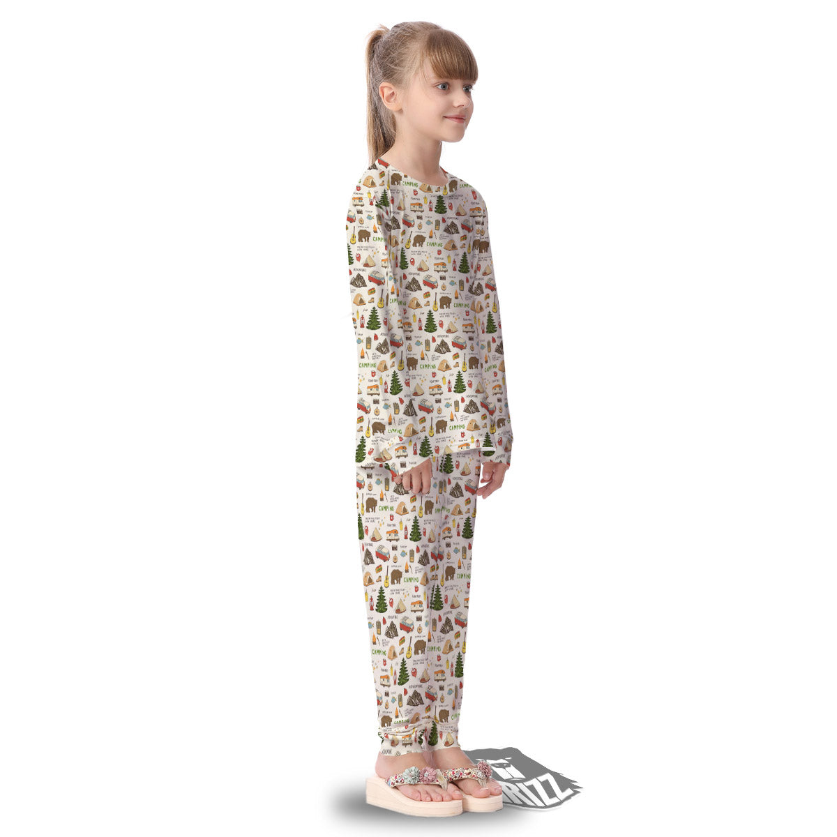 Camping Cartoon Print Pattern Kid's Pajamas-grizzshop