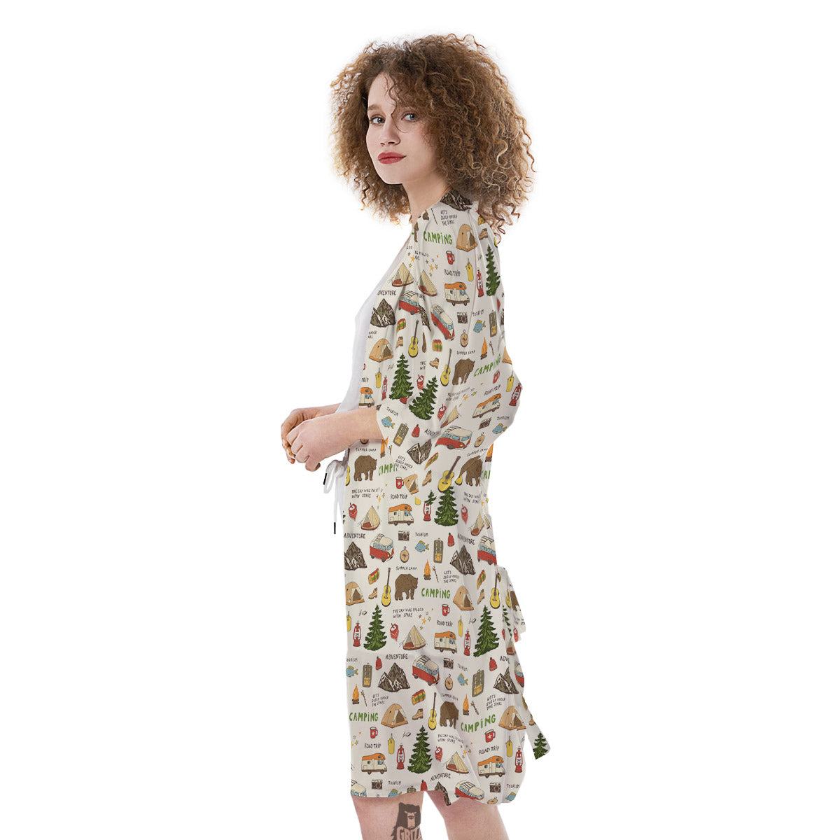 Camping Cartoon Print Pattern Kimono-grizzshop