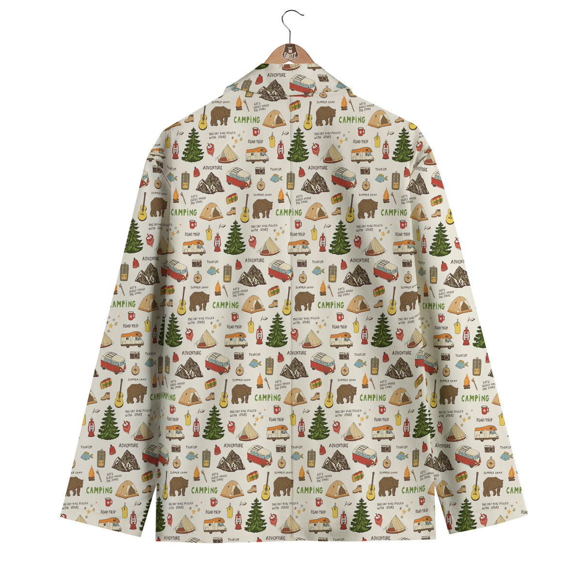 Camping Cartoon Print Pattern Men's Blazer-grizzshop