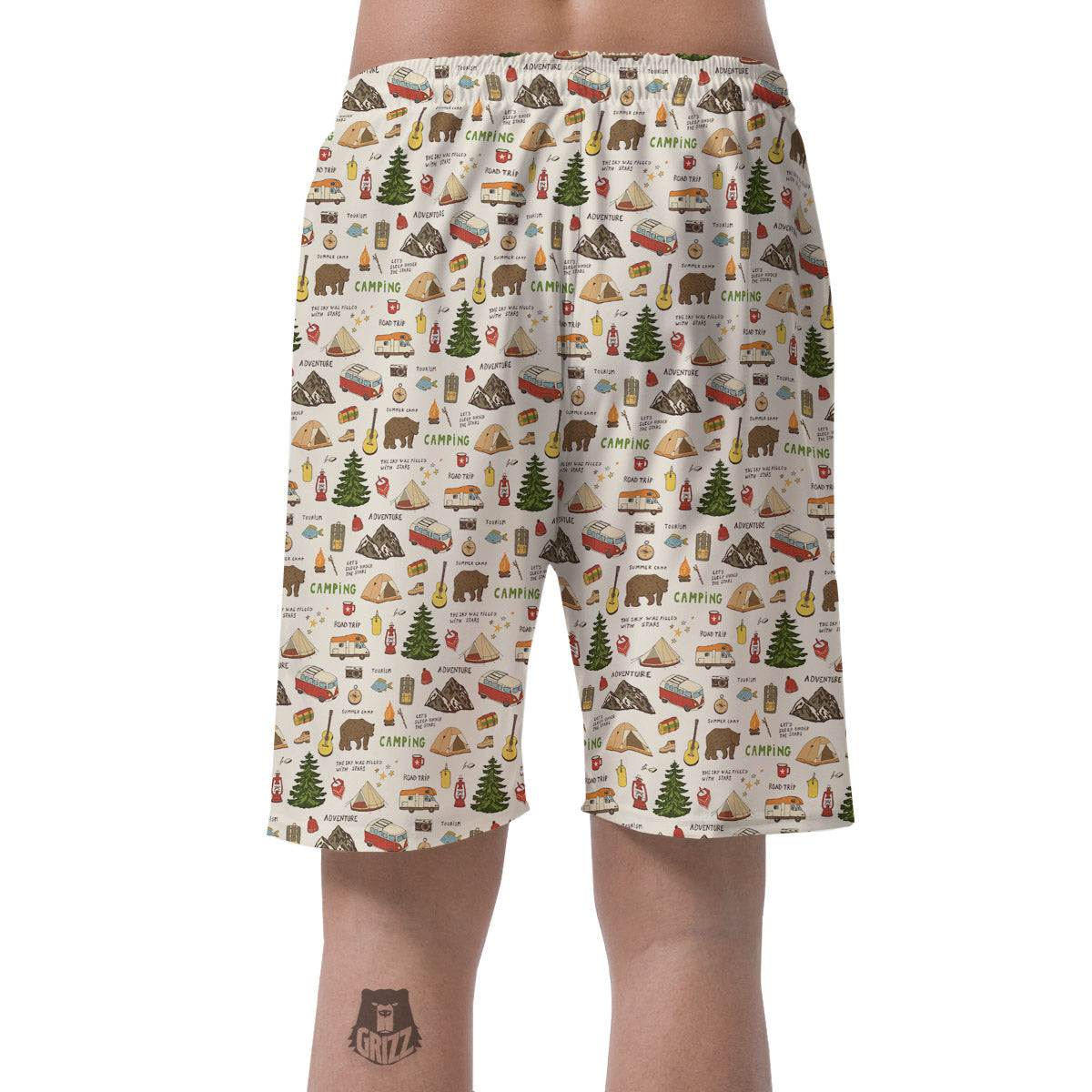 Camping Cartoon Print Pattern Men's Shorts-grizzshop