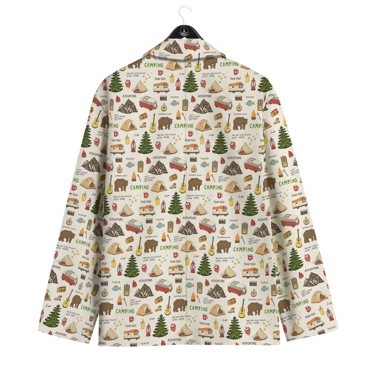 Camping Cartoon Print Pattern Men's Sport Coat-grizzshop