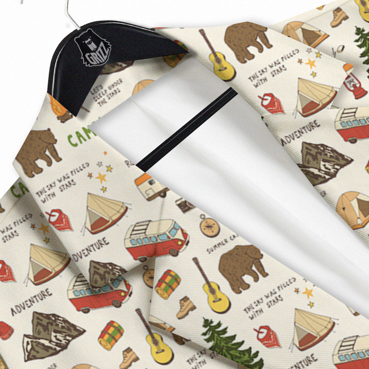 Camping Cartoon Print Pattern Men's Sport Coat-grizzshop