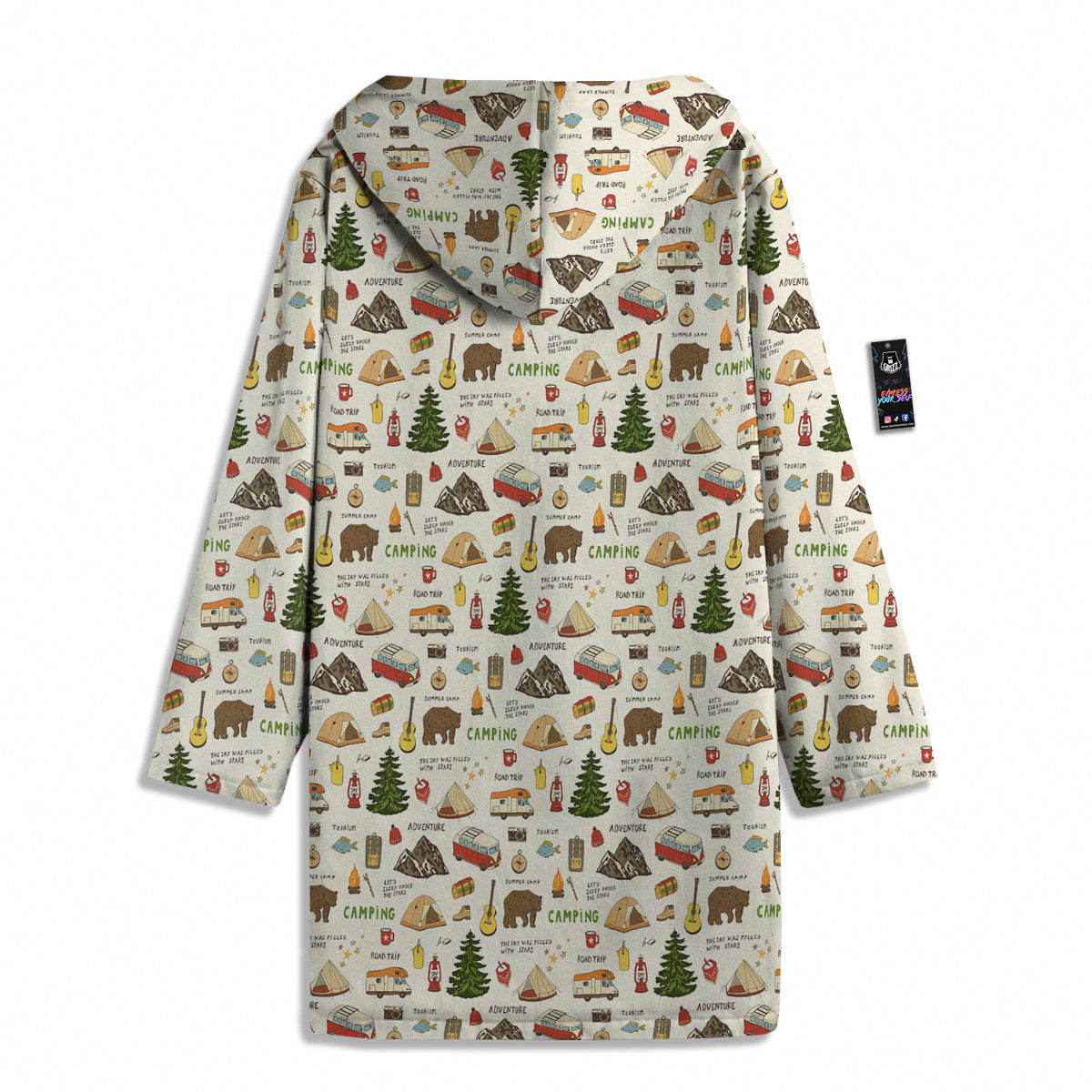 Camping Cartoon Print Pattern Men's Windbreaker Jacket-grizzshop