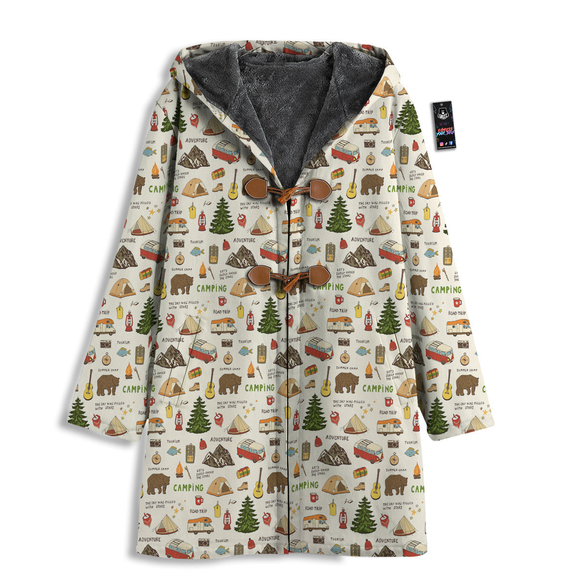 Camping Cartoon Print Pattern Men's Windbreaker Jacket-grizzshop